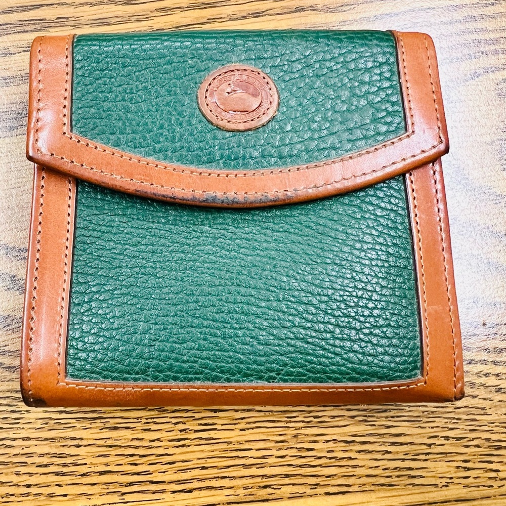 Dooney & Bourke Green and Tan Leather Wallet